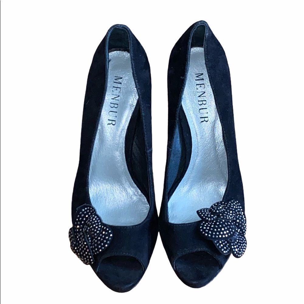 Menbur Black Suede Heel Size 6.5